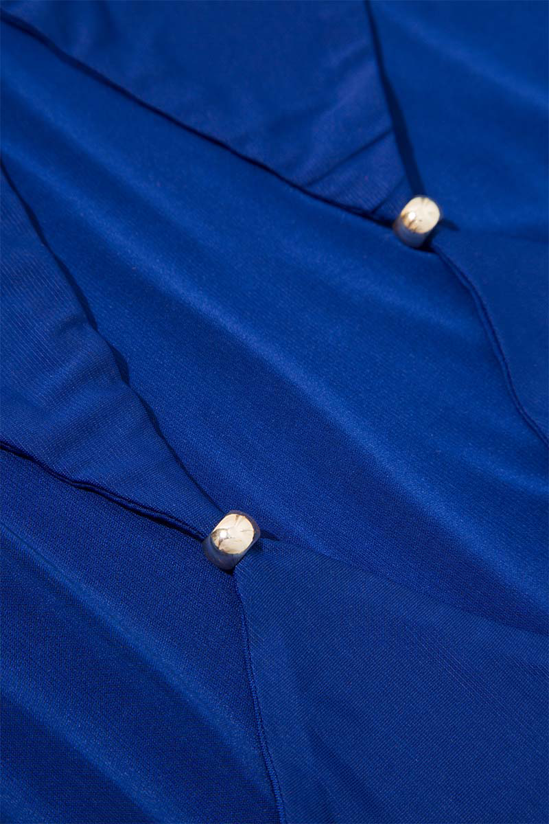 Goddess Round Neck Sleeveless Maxi Dress - Navy Blue