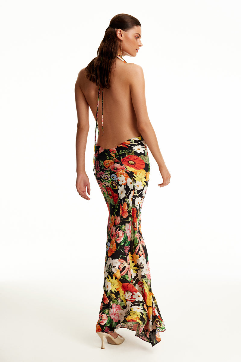 SIREN DRESS PRINTED BLACK